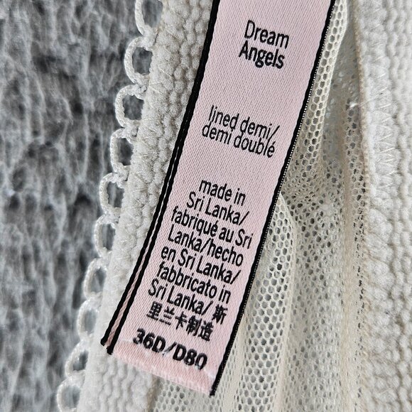 Victorias Secret Bra Womens 36D White Dream Angels Lined Demi Lace Underwire - Picture 10 of 16